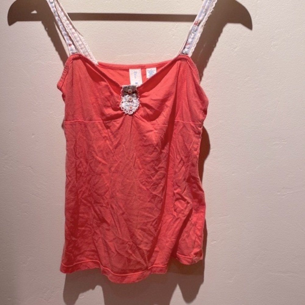 Sweet Eloise orange camisole with eyelet flowery straps